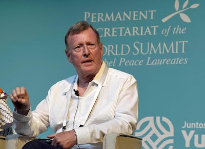 Nobel laureate David Trimble has recommended Sheikh Mohamed bin Zayed's name for next year's Nobel Peace Prize. EPA