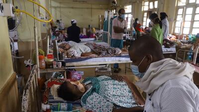 Covid-19 patients with Black Fungus receive treatments at the NSCB hospital in Jabalpur. AFP