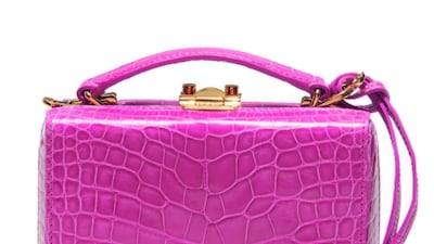 Grace Mini Box in raspberry pink crocodile leather. Courtesy Mark Cross
