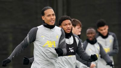 Liverpool's Virgil van Dijk during training ahead of the Inter Milan game. AP
