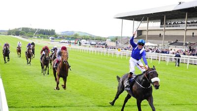 Chis Hayes, on-board Awtaad, beats Galileo Gold to win the Irish 2,000 Guineas. Healy Racing / Racingfotos.com