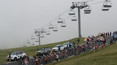 The peloton during the 18th stage of the Tour de France.