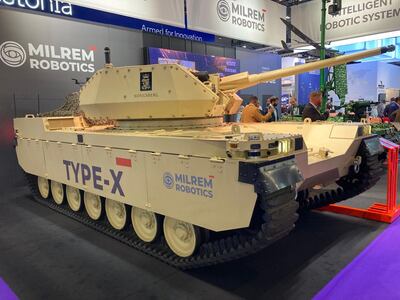 The Type-X tank at the Defence and Security Equipment International (DSEI) fair. Thomas Harding / The National
