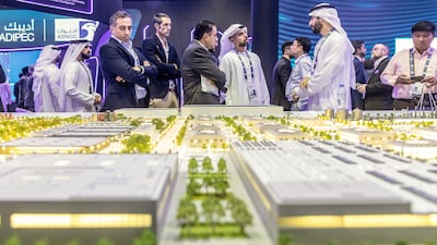 A model of the Stargate UAE data centre project, a joint venture between G42, Microsoft, and OpenAI, which is under construction in Abu Dhabi. Antonie Robertson/The National