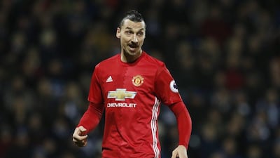 Manchester United’s Zlatan Ibrahimovic reacts during the win. Phil Noble / Reuters