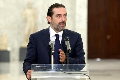 Saad Hariri at the presidential palace in Baabda, Lebanon on October 12. Dalati Nohra / Handout via Reuters