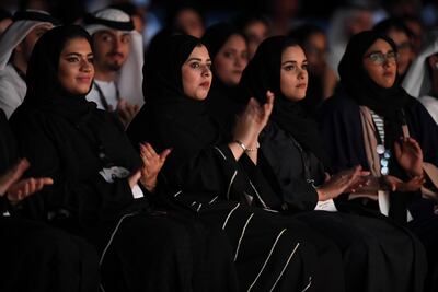 ABU DHABI, UNITED ARAB EMIRATES - March 08, 2017: Students attend the Mohamed Bin Zayed Majlis for Future Generations summit, at Abu Dhabi National Exhibition Centre (ADNEC). ( Hamad Al Kaabi / Crown Prince Court - Abu Dhabi ) — *** Local Caption *** 20170308HKDSC_0550.jpg