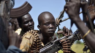 Government soldiers in the town of Koch in South Sudan’s Unity state. Jason Patinkin / AP Photo / September 25, 2015