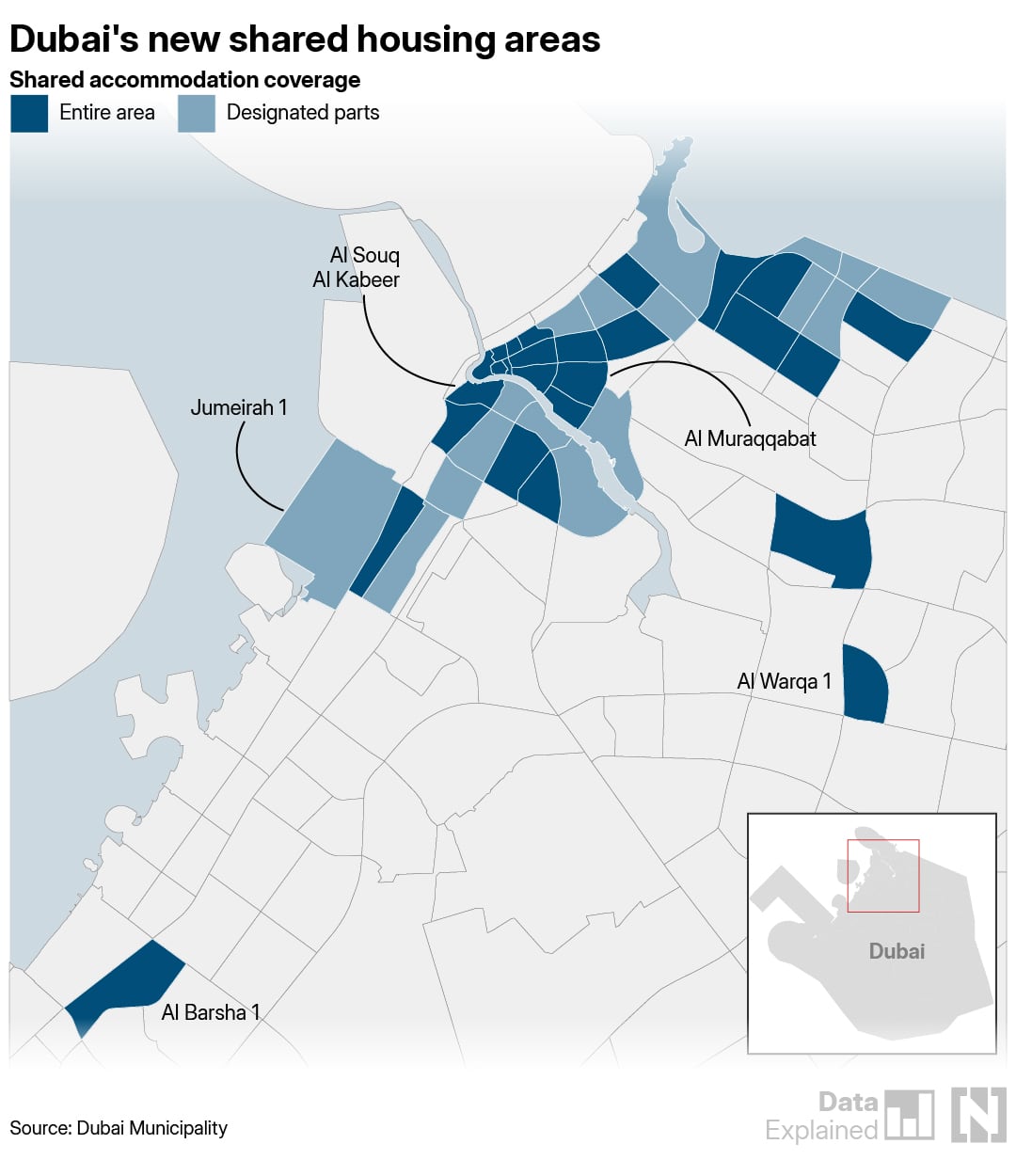 Dubai earmarked 43 areas for shared housing as the city cracks down on overcrowding and illegal subletting