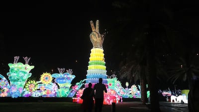 The new season of Dubai Glow Garden illuminates the city's skyline. Chris Whiteoak / The National