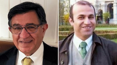 Massud Mossaheb, left, and Kamran Ghaderi have both been jailed for a decade for 'baseless' espionage charges. Family handouts