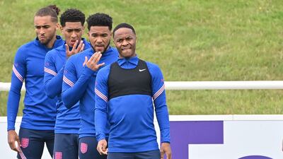 Left to right: Dominic Calvert-Lewin, Jude Bellingham, Reece James and Raheem Sterling.