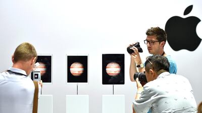 The new iPad Pro models are unveiled during an Apple media event in San Francisco, California. AFP