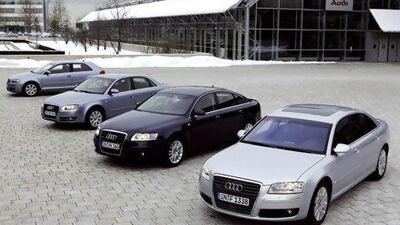 From left, Audi's more-than-just similar A3, A4, A6 and A8. Courtesy of Audi