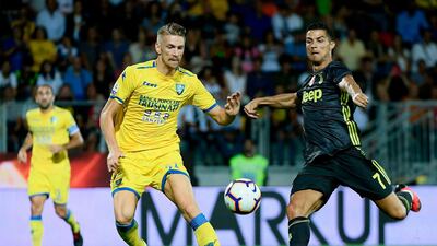 Cristiano Ronaldo has a shot at goal. AFP