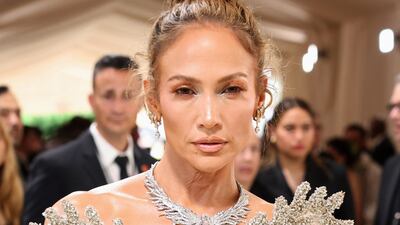 Jennifer Lopez in Tiffany & Co earrings and necklace, and a custom-made Schiaparelli gown. Reuters