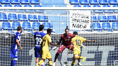 Lionel Messi scores Barcelona's second goal against Alaves. Getty Images