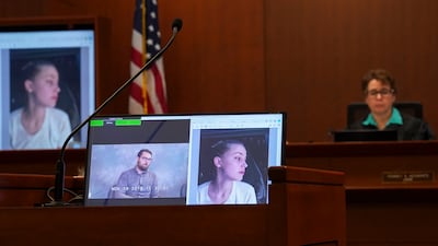 Judge Penney Azcarate listens to Drew's recorded deposition. EPA