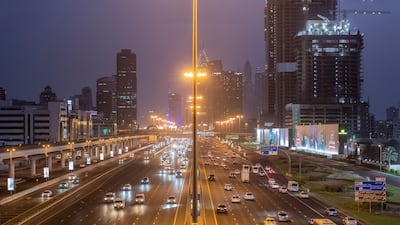 Stock Photography of dusk time traffic in Al Barsha and Sheikh Zayed road in Dubai. Antonie Robertson/The National