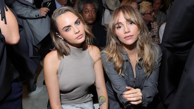 Models Cara Delevingne and Suki Waterhouse at Fendi. Getty Images