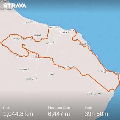 Helle Bachofen von Echt's route in BikingMan Oman. Courtesy BikingMan Ultra