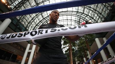 Anthony Joshua during the public work-out at Brookfield Place in New York ahead of his heavyweight world title fight with Andy Ruiz Jr. Press Association