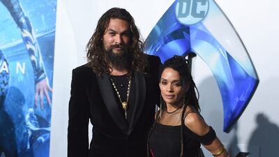 Jason Momoa and Lisa Bonet arrive at the premiere of 'Aquaman' at TCL Chinese Theatre on Wednesday, December 12, 2018, in Los Angeles. AP