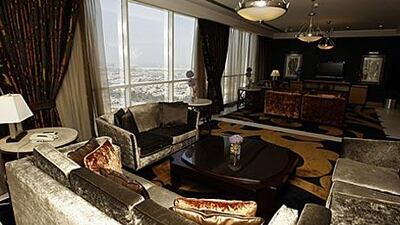 The views from the luxurious Imperial Suite at Fairmont Hotel in Dubai are to die for.