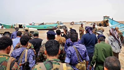 Security forces in Abyan province, Yemen, search for bodies and survivors after a boat carrying about 200 mostly Ethiopian migrants sank off the coast. AFP