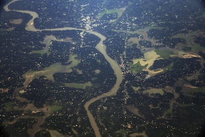 An ariel shot of Kerala on August 24, 2018. More than one million people have been displaced by the flooding and forced to take shelter in thousands of relief camps in the southern Indian state. Atul Loke/Getty Images