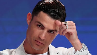 Cristiano Ronaldo wore diamonds worth Dh3 million durong the Dubai International Sports Conference in December 2019. EPA