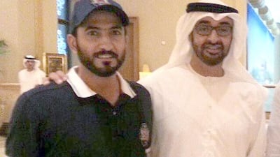 Emirati non-commissioned officer Saif Youssef Ahmed Al Falasi with Sheikh Mohammed bin Zayed, Crown Prince of Abu Dhabi Deputy Supreme Commander of the UAE Armed Forces. Saif Youssef Ahmed Al Falasi died while performing his duty as part of the forces’ participation in Operation Restoring Hope.