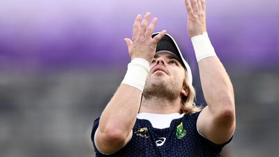 South Africa scrum-half Faf de Klerk takes part in a training session at Fuchu Asahi Football Park in Tokyo. AFP