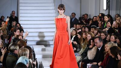 A look from the Maison Rabih Kayrouz spring / summer 2020 collection during Paris Haute Couture Fashion Week on January 20, 2020. AFP