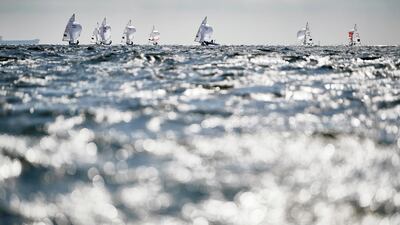 Competitors during the 470 Class category race of the Volvo Gdynia Sailing Days in Gdynia, Poland, no Wednesday, August 26. EPA