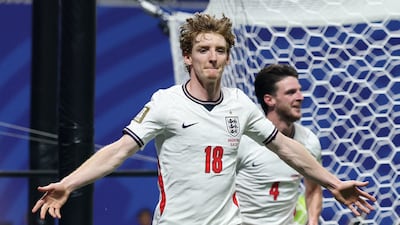 England's Anthony Gordon celebrates scoring. Reuters