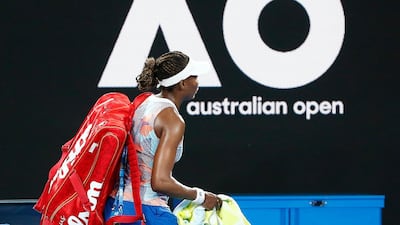 Venus Williams leaves the court after losing her match to Belinda Bencic. Thomas Peter / Reuters