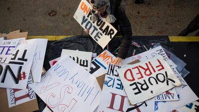 Demonstrators in Washington DC earlier this month expressed anger at the election of Trump as US president. Zach Gibson / AFP Photo.