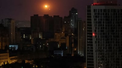 An explosion is seen in the sky over Kyiv during a Russian drone and missile strike last week. Reuters