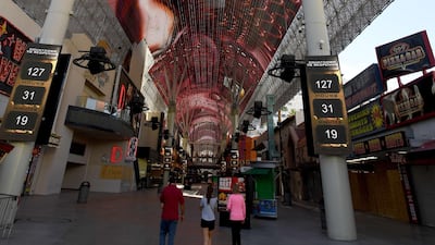 The Fremont Street Experience Viva Vision canopy attraction displays a countdown leading up to the June 4 reopening of hotel-casinos, which have been closed since March 17, in Las Vegas, Nevada. Getty Images