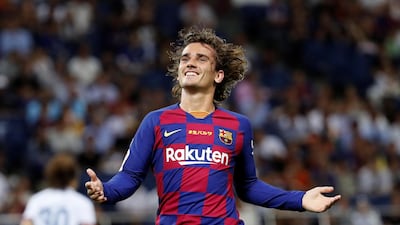 Barcelona's Antoine Griezmann reacts after a missed opportunity. Reuters