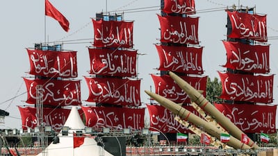 Iranian-made Zolfaghar missiles displayed at Azadi Square in Tehran on July 24, even as the US and Iran have stopped the latest round of strikes. AFP
