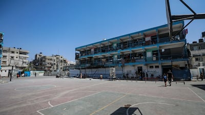 Al Jaouni school hosts 12,000 displaced Palestinians. EPA