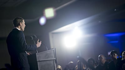 Conor Lamb addressing an election night rally in Canonsburg, Pennsylvania, before the counting. Lamb has attributed his lead to connecting with everyone in the build-up . Andrew Harrer / Bloomberg