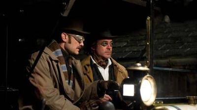 Jude Law, left, and Robert Downey Jr in Sherlock Holmes: A Game of Shadows. Daniel Smith / Warner Bros via Bloomberg