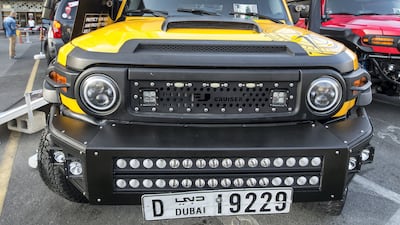 A 2008 FJ Cruiser at the UAE Offroaders Show at Al Ghurair Centre.