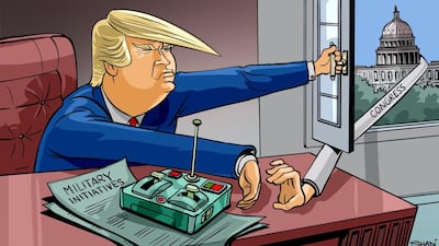 Our cartoonist Shadi Ghanim's take on Donald Trump's veto of a US Congress resolution to limit his right to war with Iran
