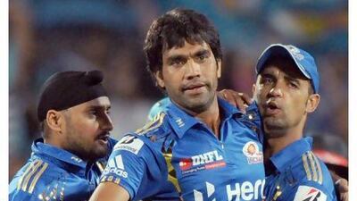 File picture of Mumbai Indians cricketers celebrating from last year. Indranil Mukherjee / AFP