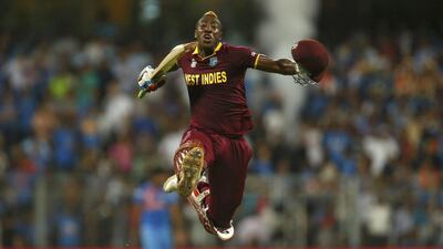 West Indies’ Andre Russell celebrates after winning their match. REUTERS/Danish Siddiqui TPX IMAGES OF THE DAY