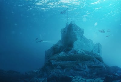 Castle Tioram submerged in creatively inspired CGI images depicting an imagined, dystopian sunken world beyond 2300. PA
